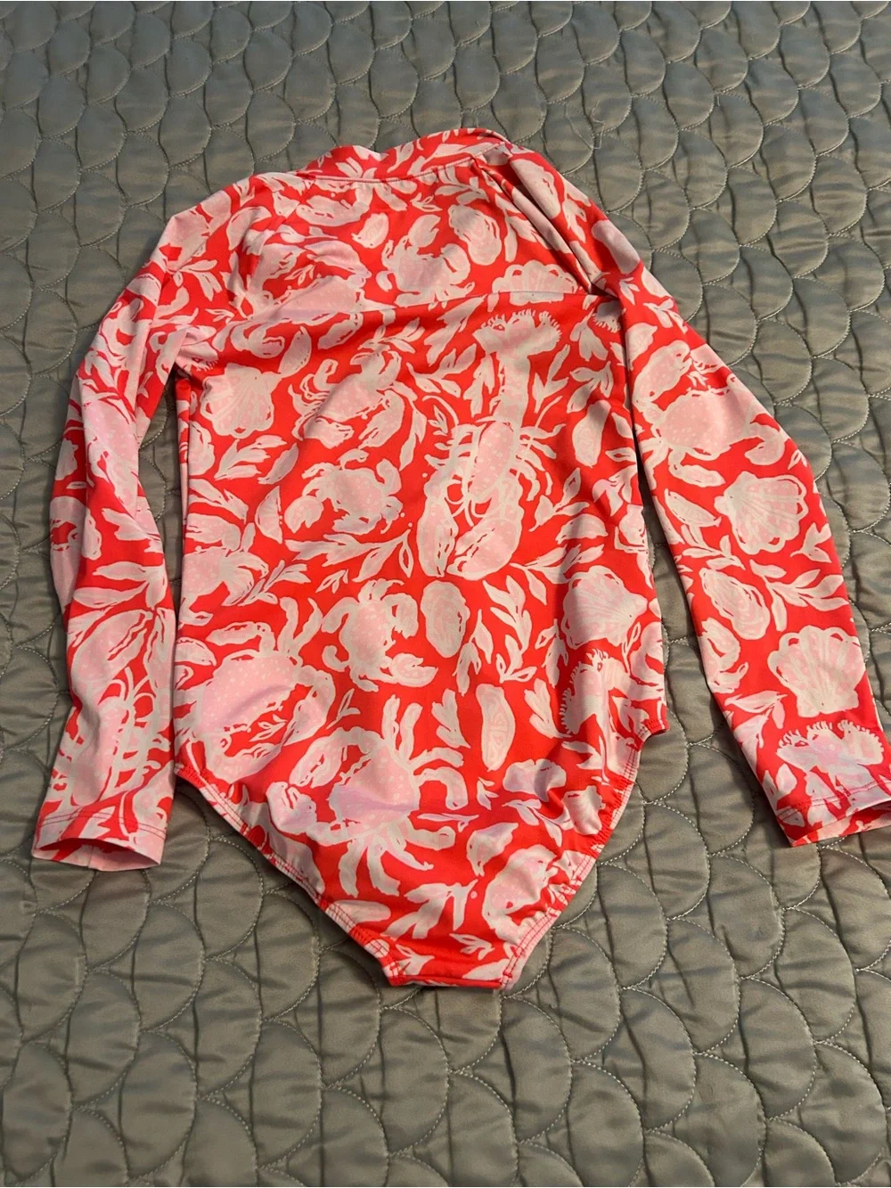 Lilly Pulitzer Coral and Light Pink Lobster One-Piece Rash Guard
